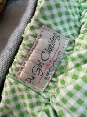 Be Girl Clothing Green white Gingham Kids tiered Skort size 6T GUC